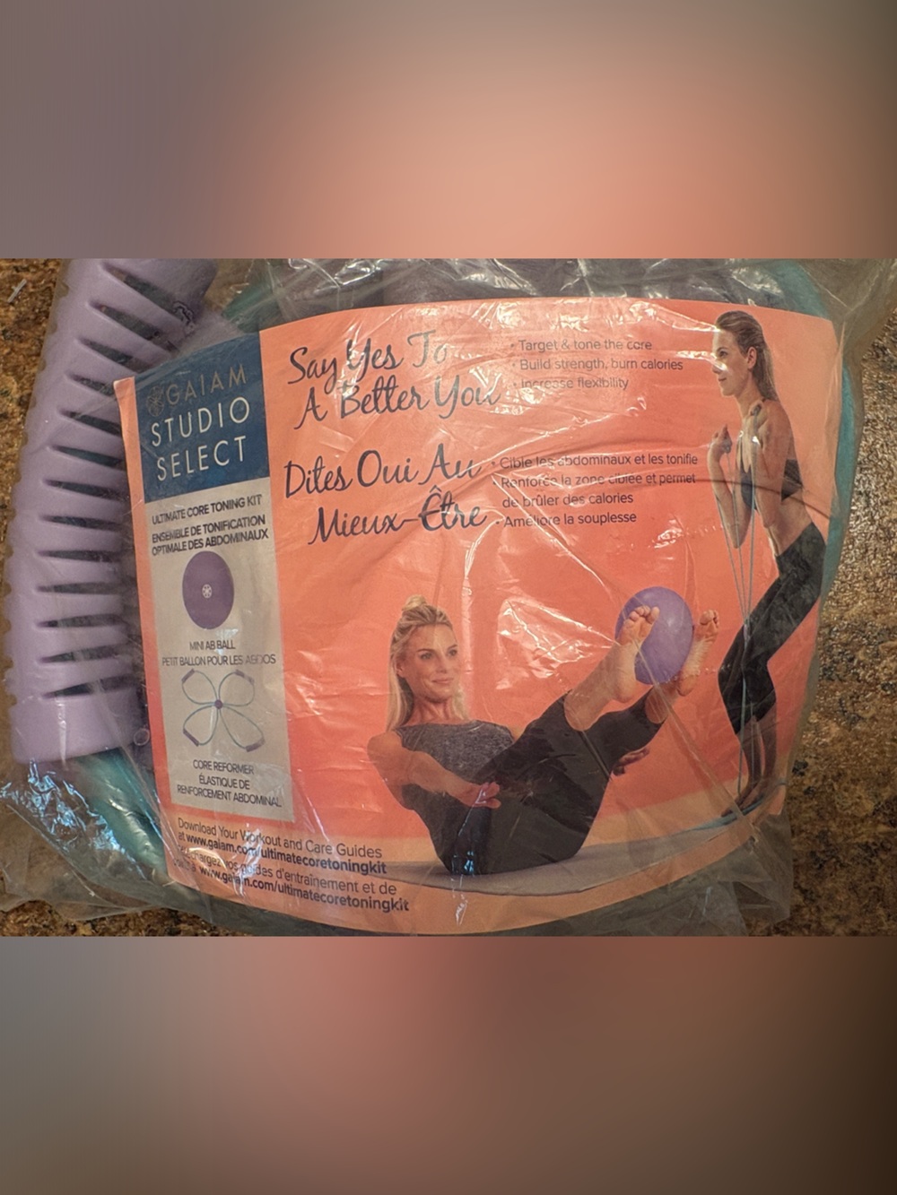 GAIAM Pilates Ring and Resistance Band Set - Lavender & Teal